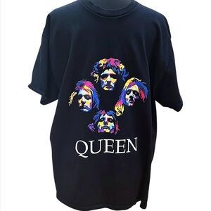 QUEEN Band Black Graphic Size L T-Shirt EUC